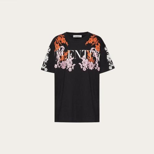  VALENTINO華倫天奴 22年秋冬 女士 短袖T恤 T-SHIRT EN JERSEY ET DENTELLE XB3MG16F6YNNC0