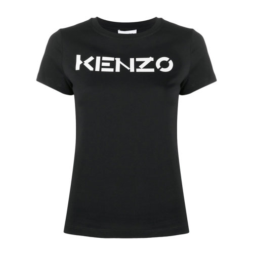 Kenzo 高田賢三  女裝 服裝 黑色棉質(zhì)字母logo圖案圓領(lǐng) 女士短袖T恤