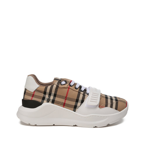 BURBERRY/博柏利 男款織物配皮系帶休閑運(yùn)動(dòng)鞋典藏米色Vintage格紋 80485771