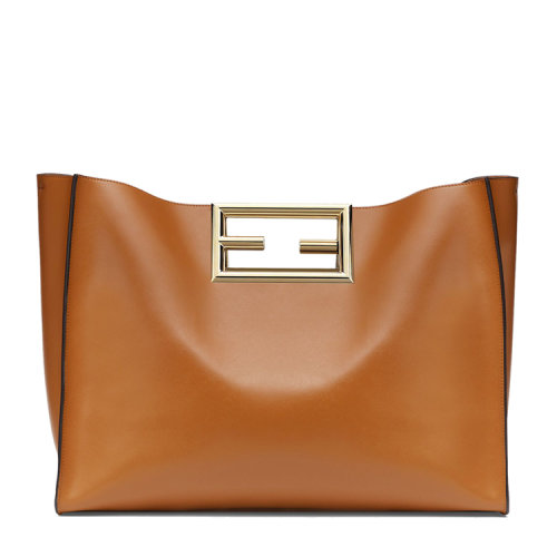 FENDI/芬迪 FENDI WAY大號手袋 棕色皮革手袋小牛皮8BH392AAIW