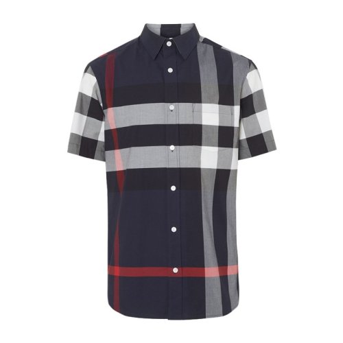 BURBERRY/博柏利  男裝 服裝 棉質(zhì)混紡格紋 男士短袖襯衫經(jīng)典格紋