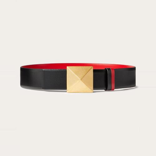  VALENTINO華倫天奴 22年秋冬 女士 腰帶 CEINTURE ONE STUD RéVERSIBLE EN VEAU BRILLANT. HA