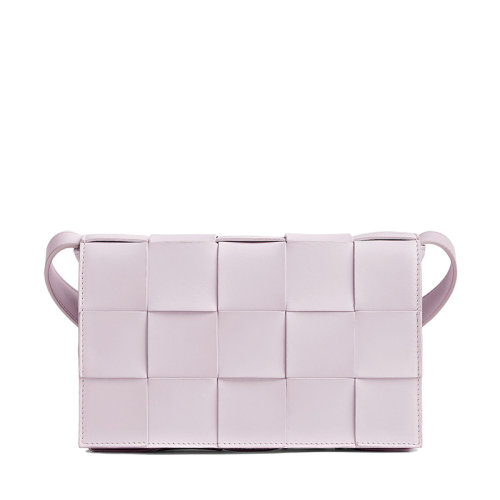 Bottega Veneta/葆蝶家 22春夏新款CASSETTE系列 女士淡紫色小羊皮雙面正交編織單肩斜挎豆腐包578004VMAY15904