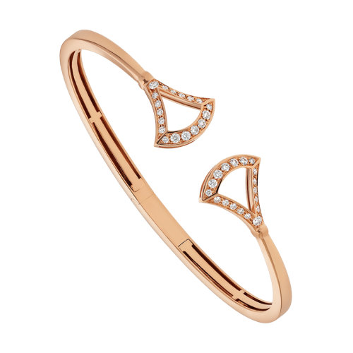 BVLGARI/寶格麗 DIVAS'DREAM系列 18K金玫瑰金鏤空細(xì)節(jié)鑲鉆手鐲 355621