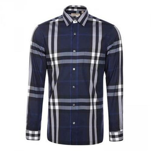  BURBERRY/博柏利 男士藏藍(lán)色長袖粗格襯衫 40234821 PLFSX