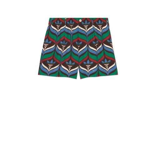  GUCCI古馳 22年秋冬 男士 adidas x Gucci聯(lián)名系列Trefoil印花短褲 702439 ZAJOV 2054