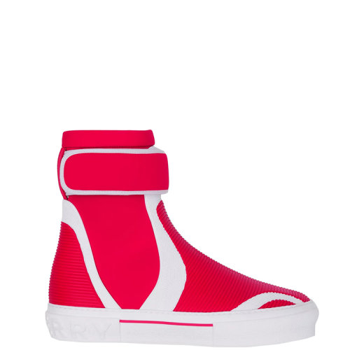 BURBERRY/博柏利 22年春夏新款 男士亮紅色/白色技術(shù)彈性尼龍面料高幫運(yùn)動(dòng)鞋80523371