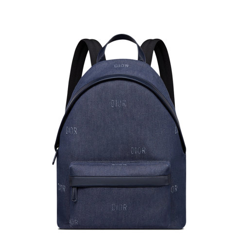 DIOR/迪奧    兒童款海軍藍色棉質針刺牛仔面料背包雙肩包M1523RJBB_M527