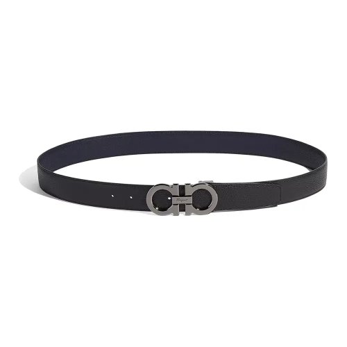 Salvatore Ferragamo/菲拉格慕 男士黑色/深藍(lán)色皮革腰帶   679710-0687611