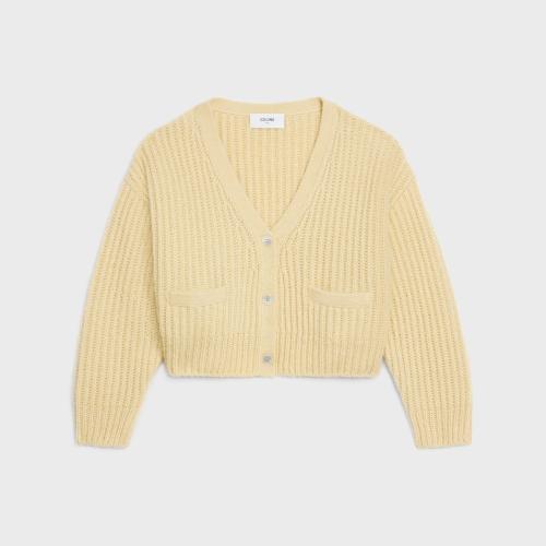  CELINE賽琳思琳 22年秋冬 女士 針織衫 桑蠶絲和山羊絨羅紋開(kāi)衫 2A49X266R.11PY