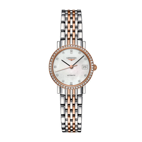LONGINES/浪琴 博雅系列 精鋼/200微米 18K包金玫瑰鉆石 鉆石時(shí)標(biāo) 自動(dòng)機(jī)械女士腕表 L4.309.5.88.7