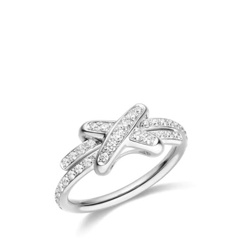 Chaumet/尚美 經(jīng)典JEUX DE LIENS系列 18k金白金歡·緣滿(mǎn)鉆戒指  081293