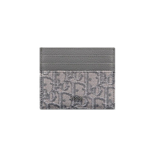 DIOR/迪奧 23新款 男士釕色提花帆布配皮鍍釕黃銅字母標(biāo)志卡包2ESCH135DOS_H30Q