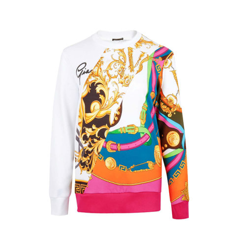  VERSACE/范思哲 棉質(zhì)白色女士巴洛克花紋印花圓領(lǐng)長(zhǎng)袖女衛(wèi)衣 A85849 A233370 A7205