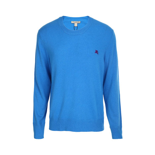 BURBERRY/博柏利 男士藍(lán)色山羊絨混紡棉質(zhì)徽標(biāo)圓領(lǐng)毛衣 3943883