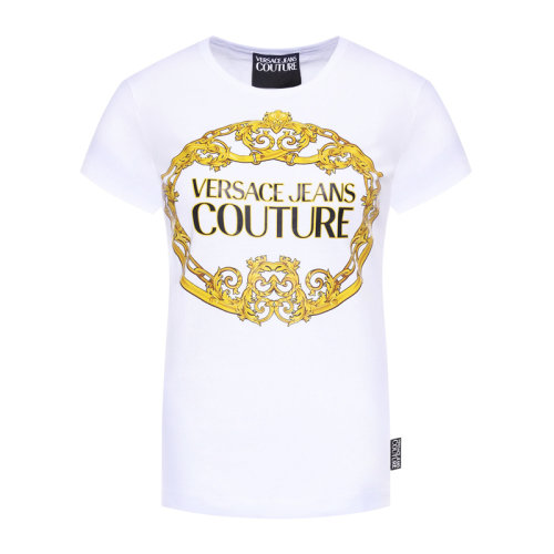 VERSACE JEANS/范思哲牛仔 女士純色棉質(zhì)經(jīng)典字母徽標(biāo)印花裝飾圓領(lǐng)短袖上衣T恤 B2HVA7E0-30311 多色可選