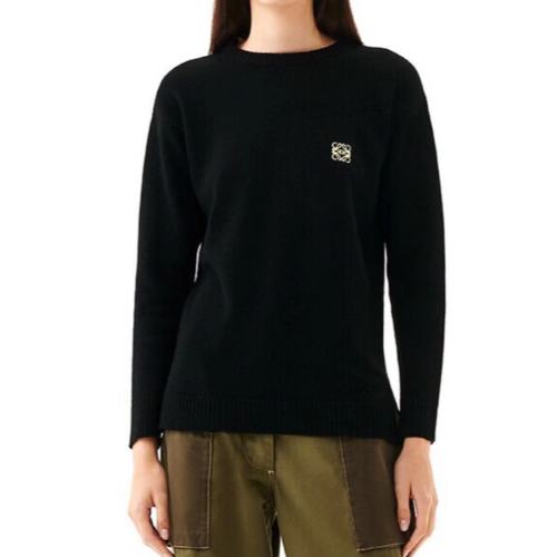 LOEWE/羅意威  經(jīng)典款黑色圓領(lǐng)套頭針織衫/毛衣 S3109280SM 1100男女同款