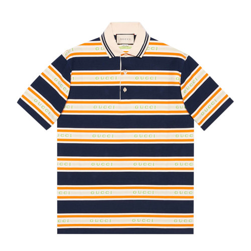 GUCCI/古馳 Gucci提花條紋棉質男士短POLO 645258 XJC6I