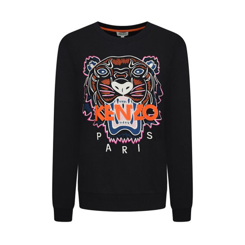 KENZO/高田賢三  凱卓女裝 經(jīng)典虎頭圖案 女士黑色棉質(zhì)時尚百搭圓領(lǐng)秋冬衛(wèi)衣 F762SW7054XP.99