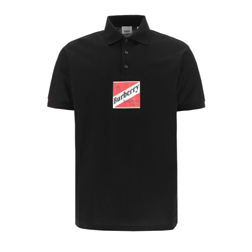 BURBERRY/博柏利 徽標(biāo)圖案珠地網(wǎng)眼布棉質(zhì)男士短POLO衫80243141