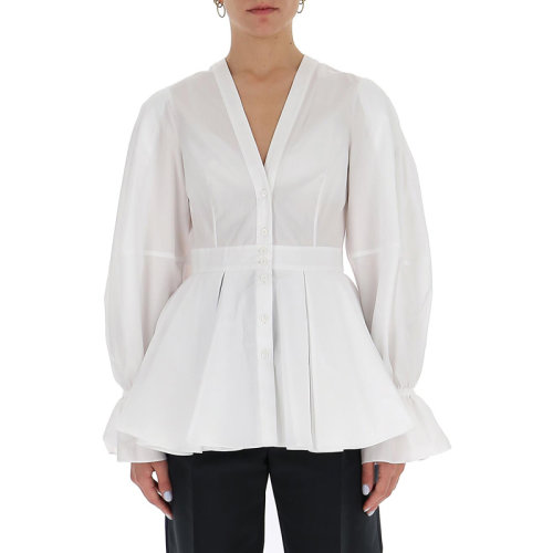 Alexander McQueen 亞歷山大·麥昆 女士 服裝 白色L領(lǐng)襯衫 女士長袖襯衫