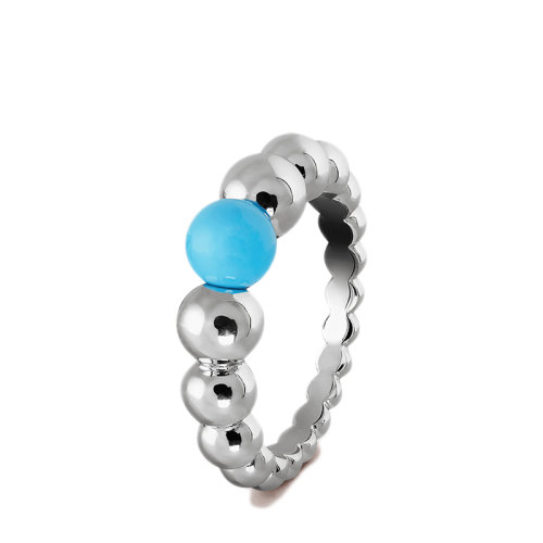 Van Cleef & Arpels/梵克雅寶 經(jīng)典Perlée couleurs variation系列 18K金白金圓形綠松石戒指指環(huán)VCARO63G00