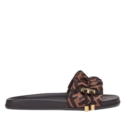 FENDI/芬迪 女鞋 時(shí)尚百搭 女士 黑棕色一字涼拖 8X8142AE7SF0R7V