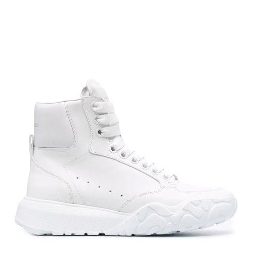 Alexander McQueen/亞歷山大麥昆 女士白色皮革經(jīng)典字母徽標(biāo)印花裝飾高幫鞋休閑鞋運(yùn)動(dòng)鞋小白鞋及踝靴女鞋 666380-WIA9I-9065