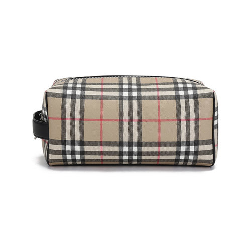 BURBERRY/博柏利【22春夏新款】男女通用款聚氨酯/織物/皮革手拿包旅行收納袋 80495901