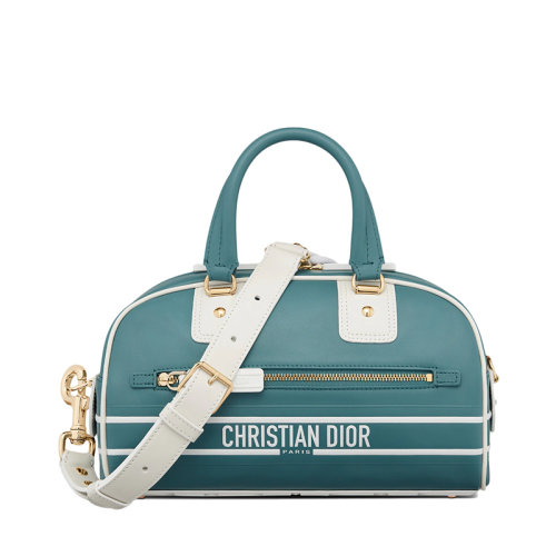 DIOR/迪奧 22新款VIBE系列 女士小號(hào)天藍(lán)色光滑牛皮革拉鏈BOWLING單肩斜挎手提包M6209OOBR_M962