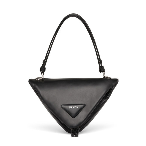 PRADA/普拉達(dá) 黑色光滑納帕皮革 絎縫經(jīng)典三角形手提單肩包1BA315_2DX8_F0002_V_OOO