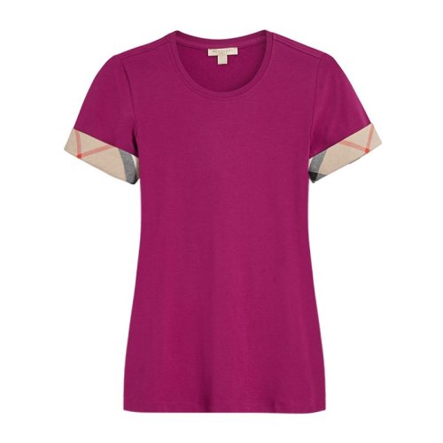 BURBERRY/博柏利 女裝 服飾 時尚休閑 紫色 經(jīng)典格紋半袖上衣 女士短袖T恤 3968495