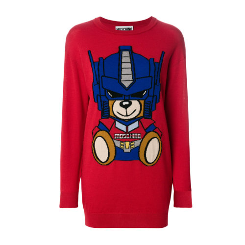 MOSCHINO/莫斯奇諾  女裝 服裝 羊毛機(jī)器人圖案長袖 女士連衣裙 V04925501