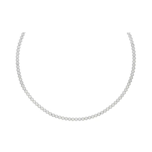 Chaumet/尚美  BEE MY LOVE系列 女士18k金白金明亮切割鉆石網(wǎng)球項(xiàng)鏈084279