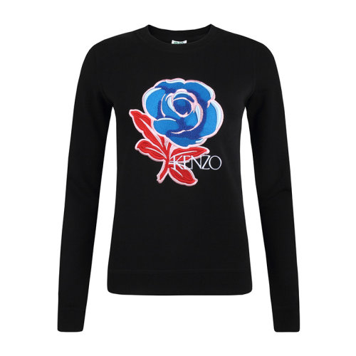 KENZO/高田賢三  凱卓女裝 花卉圖案裝飾 女士黑色棉質(zhì)時尚休閑圓領秋冬衛(wèi)衣 F952SW776952.99