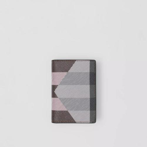  BURBERRY 22年秋冬 男士 幾何格紋拼皮革折疊式卡片夾 80507941