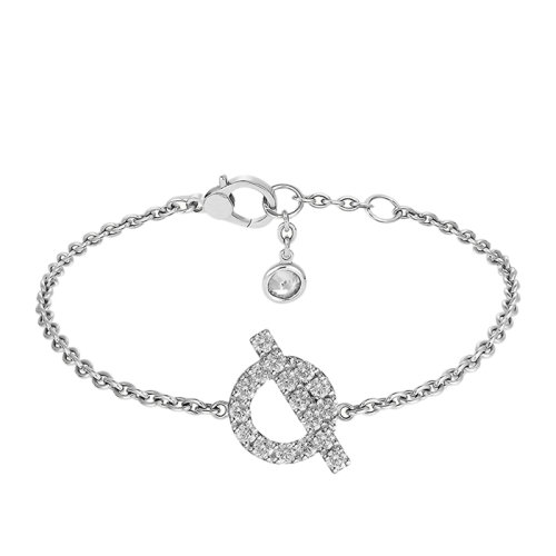 HERMES/愛馬仕 經(jīng)典Finesse系列 18K金白金鑲鉆棍狀環(huán)形圖案手鏈H219410B