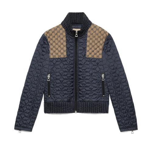  GUCCI古馳 22年秋冬 男士 飾GG織物細節(jié)絎縫夾克 715540 ZAKY4 4433