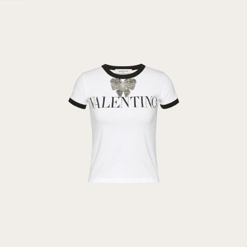  VALENTINO華倫天奴 22年秋冬 女士 短袖T恤 T-SHIRT BRODé EN JERSEY XB3MG16Z73Y857