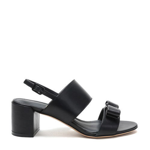 SalvatoreFerragamo/菲拉格慕 女士GIULIA系列 皮革蝴蝶結(jié)粗跟涼鞋  0725964