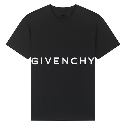 Givenchy/紀梵希 男士黑色超大版型4G LOGO刺繡棉質T恤BM71543Y6B-001
