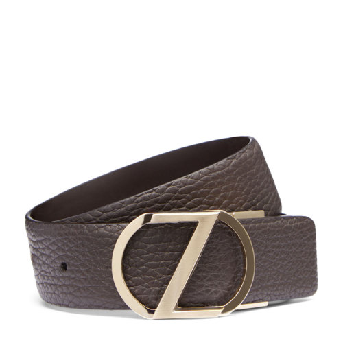 Z Zegna 深棕色經(jīng)典Z字標識粒面小牛皮腰帶 男士腰帶/皮帶 9348-BCRGM5-FDT