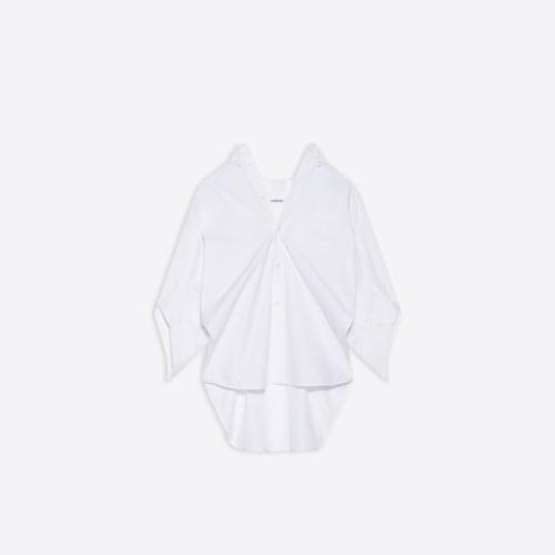  BALENCIAGA巴黎世家 22年秋冬 女士 長袖襯衫 Women's Swing Twi*w*sted Shirt in White 67166 預(yù)定商品1-3周發(fā)貨