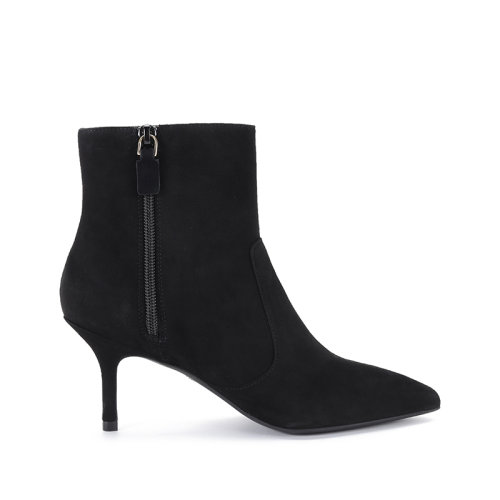 Stuart Weitzman/斯圖爾特韋茨曼 女士絨面材質(zhì)尖頭高跟鞋靴子短靴 CARINE ZIP BOOTIE