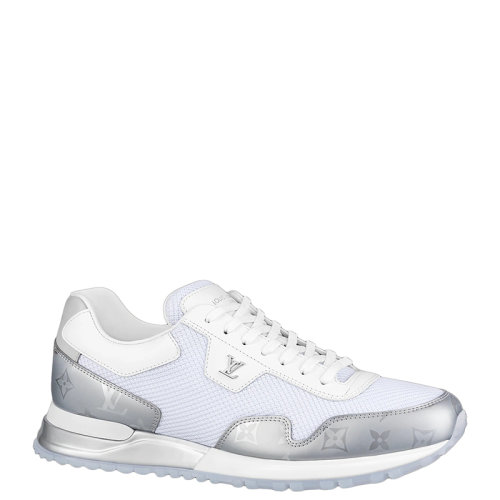 Louis Vuitton/路易威登 22年早春新款 RUN AWAY系列 男士白色網(wǎng)眼面料拼銀色金屬感老花印花帆布運(yùn)動鞋1A9FET