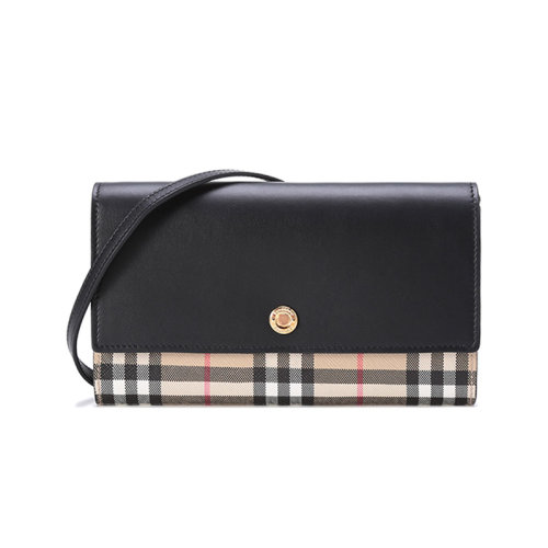 BURBERRY/博柏利【22春夏新款】女款聚氨酯/織物/牛皮單肩斜挎包/手拿包錢包 80492471