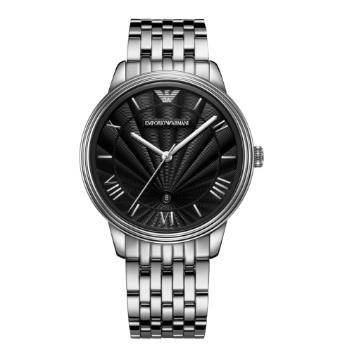 Emporio Armani/安普里奧阿瑪尼 商務(wù)時(shí)尚鋼帶黑盤(pán)歐美表石英非機(jī)械男士腕表 生日禮物送男友 AR1614