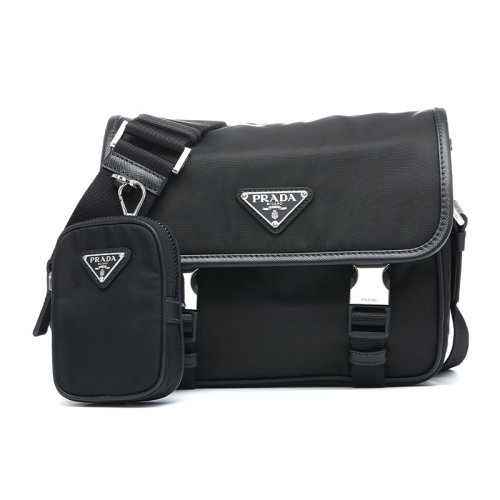PRADA/普拉達經典三角徽標織物/配皮男士單肩包斜挎包2VD0342DM
