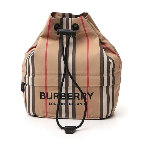 BURBERRY/博柏利 標(biāo)志性條紋 ECONYL? 抽繩尼龍手提包   80267371