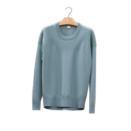 HERMES/愛馬仕 22年秋冬新款 女士藍色純羊絨長袖運動衫衛(wèi)衣H2H2603D16U34